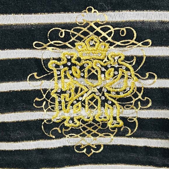 Express Black Metallic Crest Logo Turtleneck Long Sleeve Top S Y2K - Picture 7 of 10